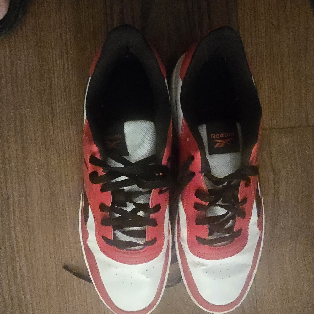 Reebok Red and White Sneakers with Black Accents